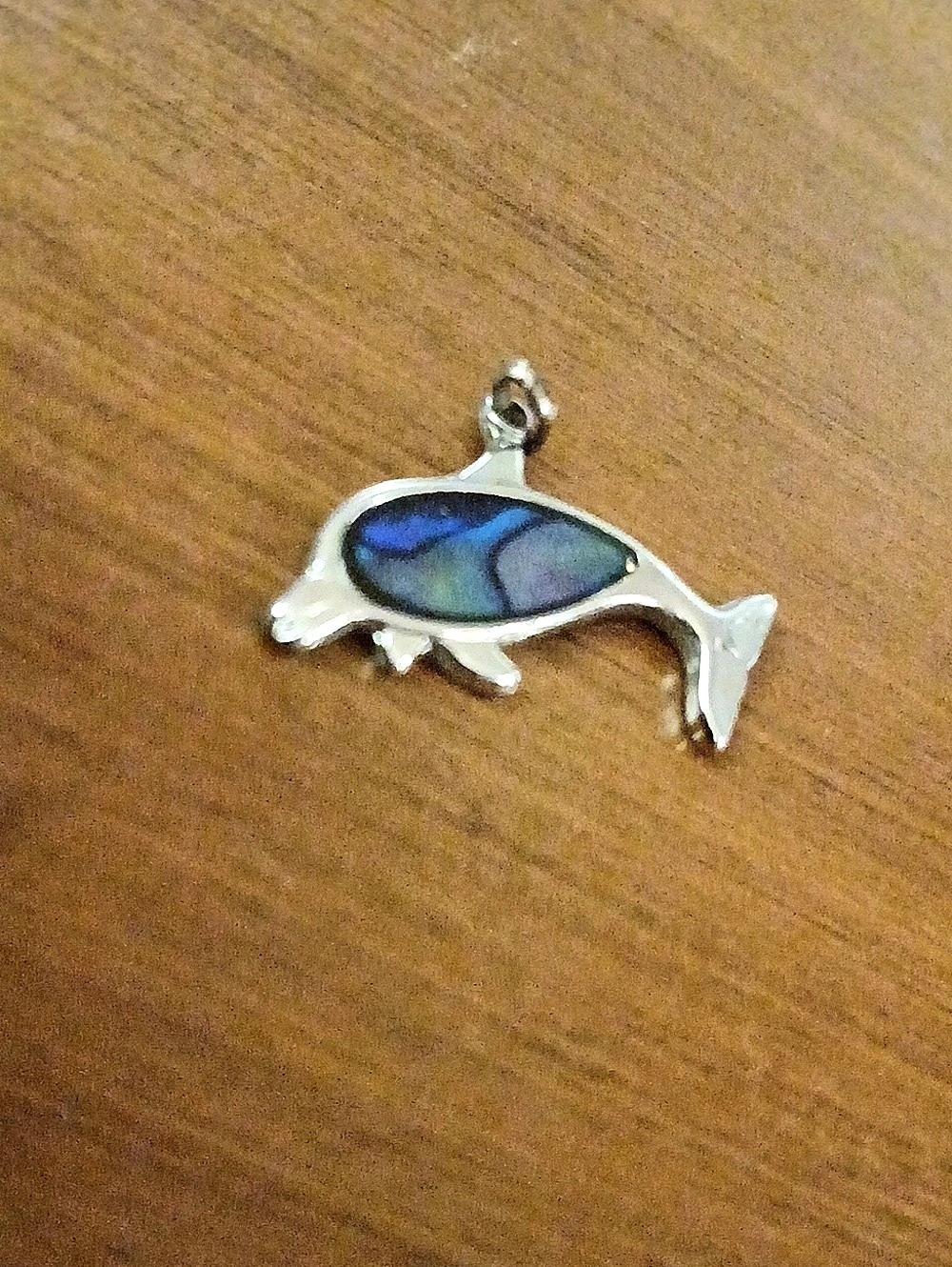 Silver Tone Dolphin Pendant/ Charm 0.5" With Abalone Color Stone 😍